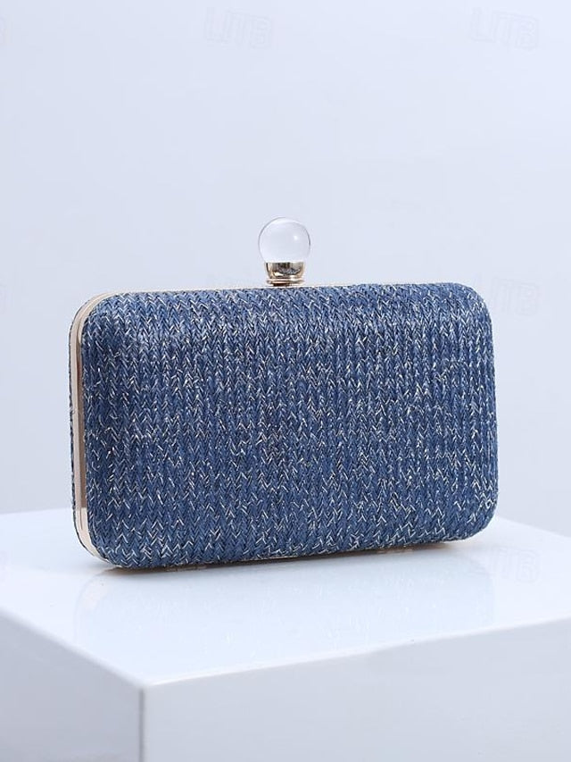 Elegant Pearl Clutch Straw Purse Clasp - with Stylish
