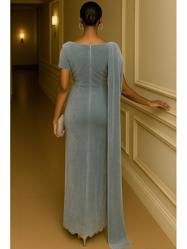 / Gown Elegant Formal Dress Evening Black Blue Column Sheath