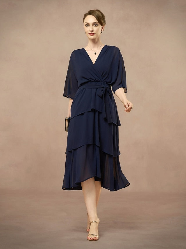 A-Line Mother Length V Bride Floor Elegant the Dress of Neck