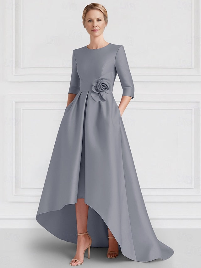 A-Line Evening Wedding Formal Asymmetrical Gown Dress Elegant