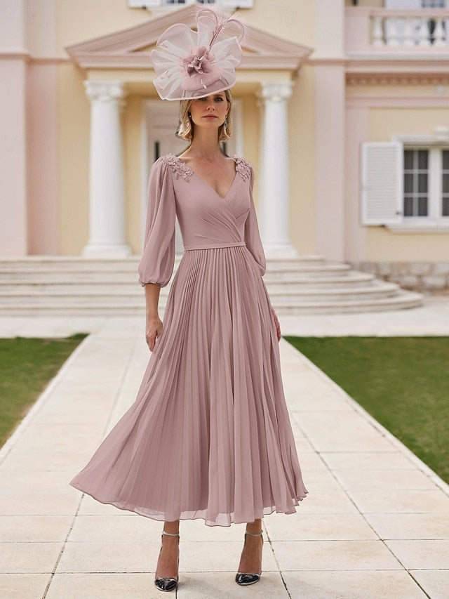 A-Line Bride V the of Elegant Beach Dress Mother Wedding
