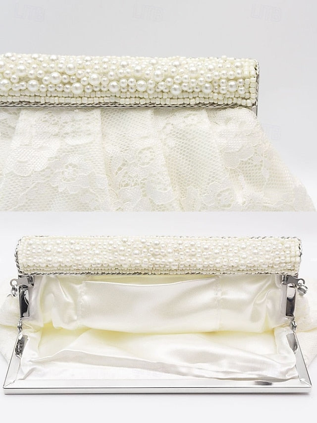 Clutch with Black Elegant Women's Beaded Evening Bag Lace