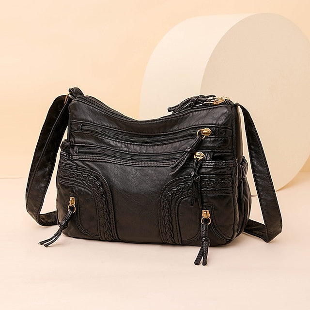 Leather Women's Faux Shoulder Brown Vintage Bag – Boho