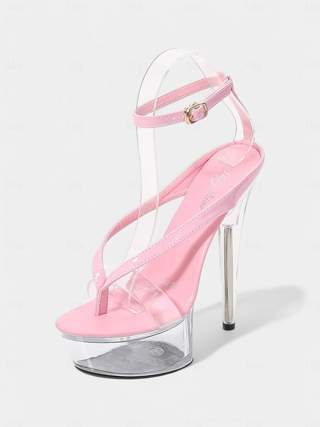 Lavender Nightclub Sexy Platform – Heel Clear Sandals
