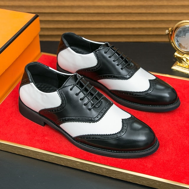 and White in Wingtip Men's Oxford Shoes Brogue Two-Tone