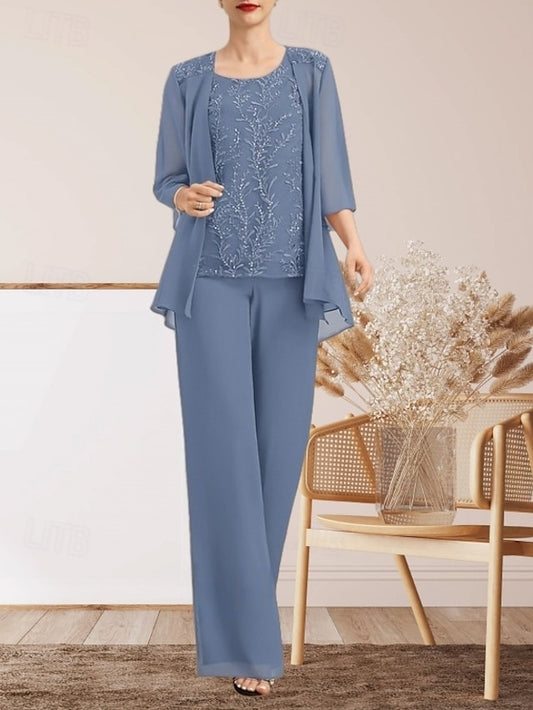 the Mother Guest of Wedding Pantsuit Dress Bride Elegant Piece 3