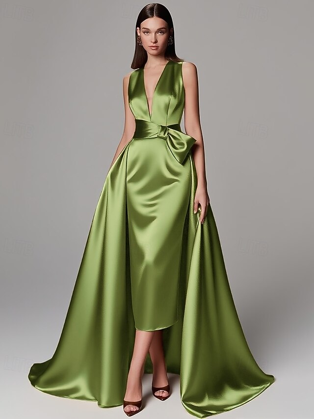 Gold A-Line Gown Formal Floor Wedding Evening Dress Elegant