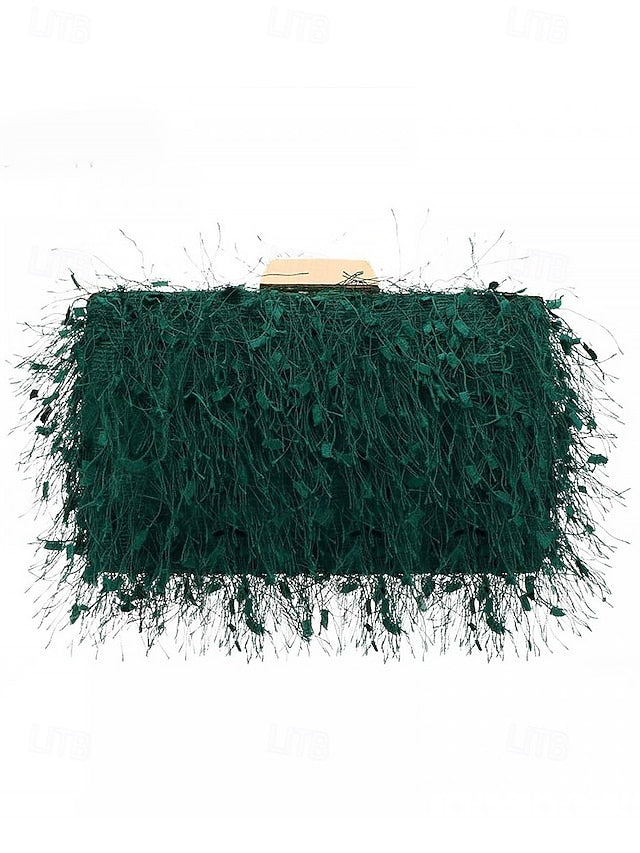 Clutch Chain Evening with Feathered Chic Women's Strap