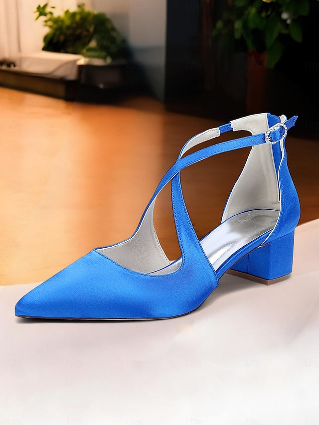 Block Ivory Pointed Heels Women's Toe - Elegant Satin