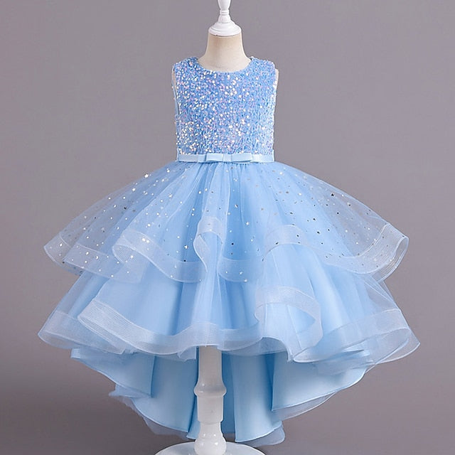 Kids Solid Party Girls' Color Sleeveless Dress