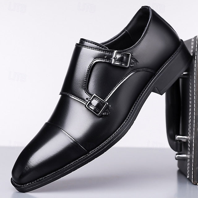 Shoes Men's Double – Dress Leather Monk Elegant Strap
