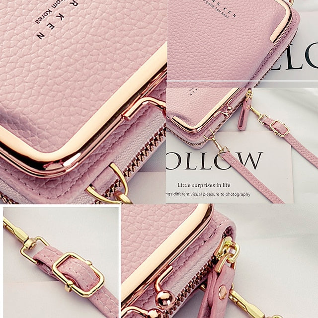 Tasche Gold Damen Kunstleder mit Rahmen Schwarz Crossbody