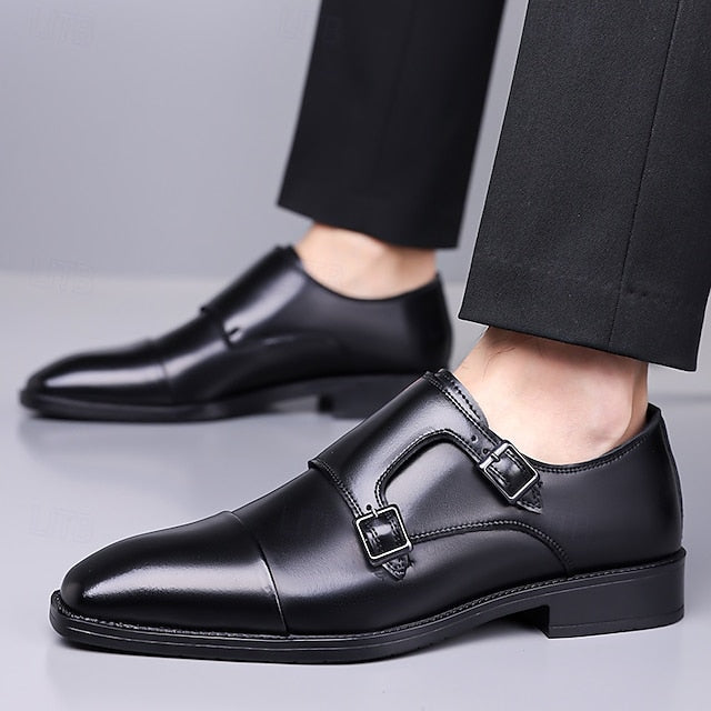 Shoes Men's Double – Dress Leather Monk Elegant Strap