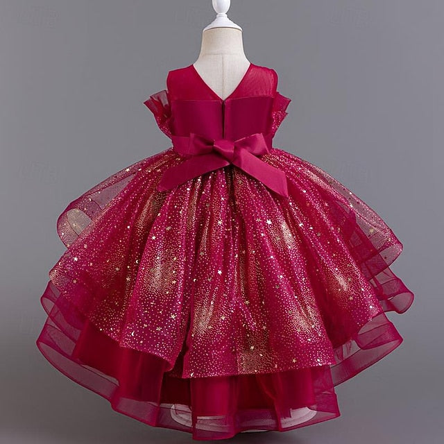 Flower Sequin Party Kids Girl Sleeveless Girls' Dress