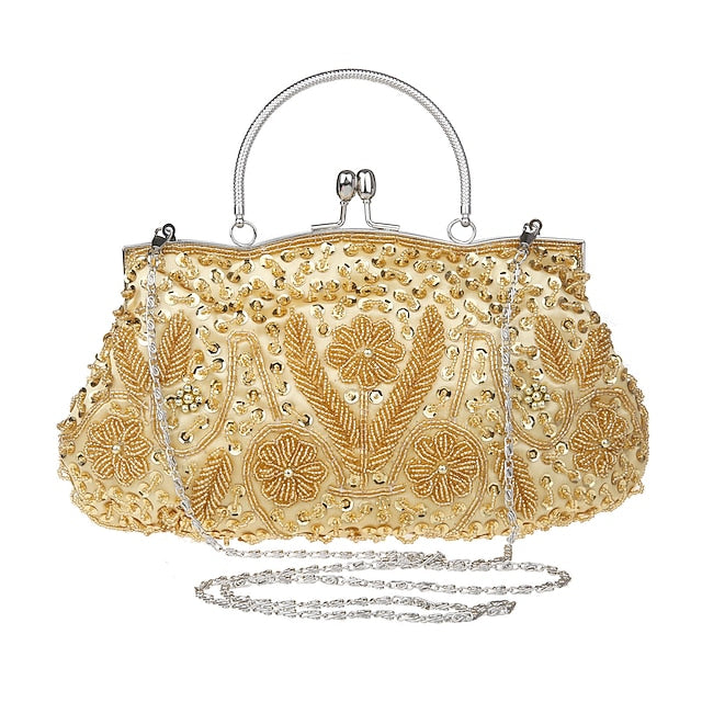 Vintage White Evening Beaded – Purse Women's Clutch