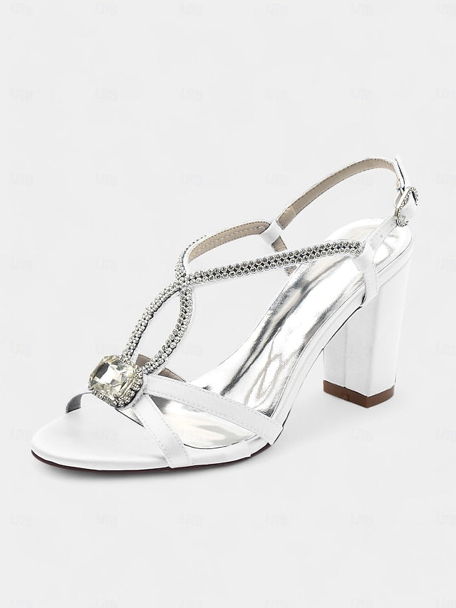 Blue Women's Rhinestone Royal – Sandals Elegant Satin