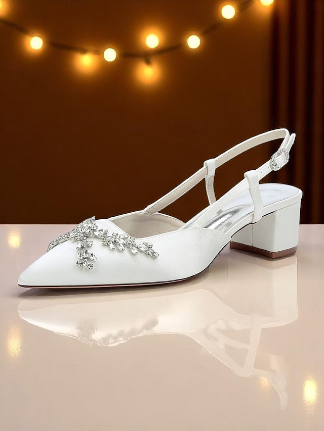 Satin Heels Black Women's Slingback