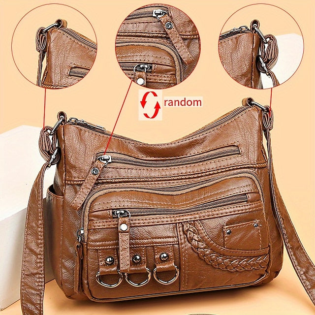 Mehrere Crossbody mit Vintage Leder Damen Kunsttasche