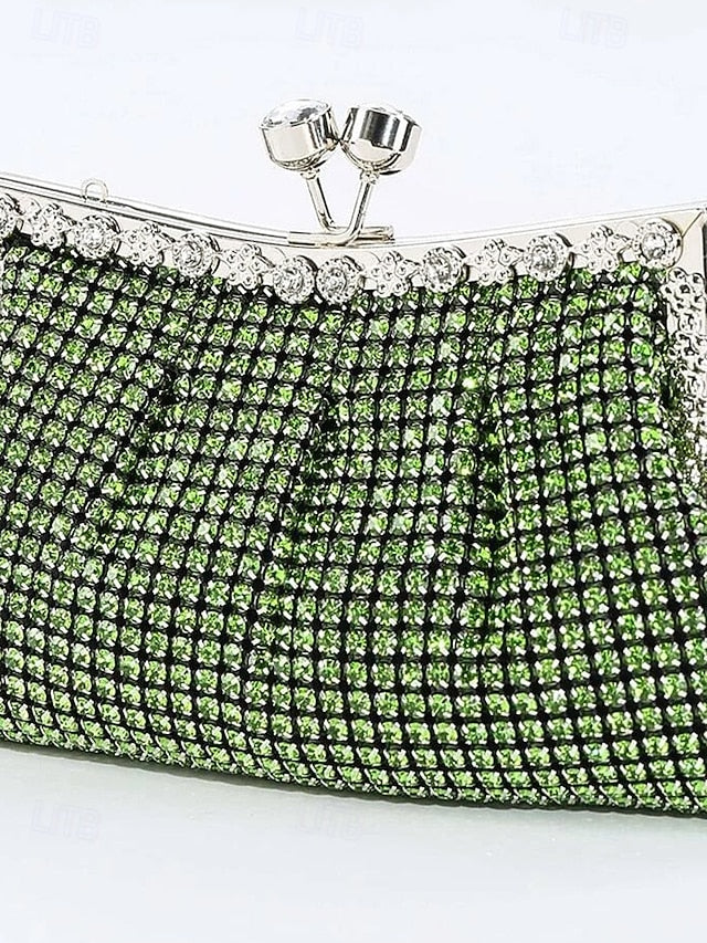Vintage Sage Clutch Women's Purse Green Rhinestone –