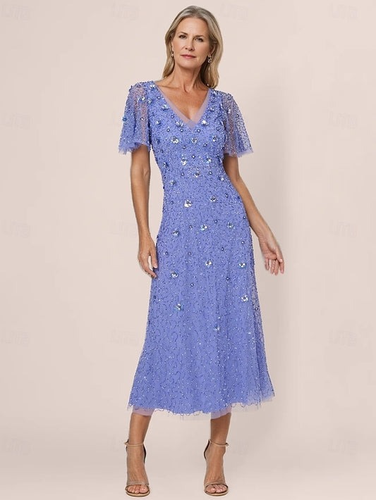 the Dress A-Line Vintage Beaded of Wedding Bride Mother Elegant