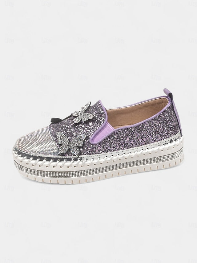 Women's Sneakers Glitter Platform Purple Slip-On with
