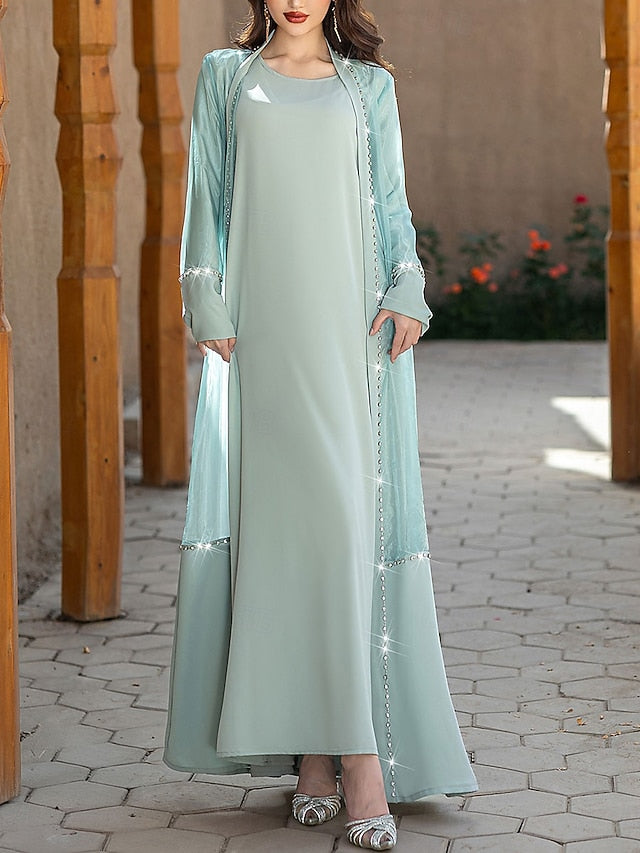 Mother Elegant Bride Crew of Floor Neck the A-Line Dress Vintage