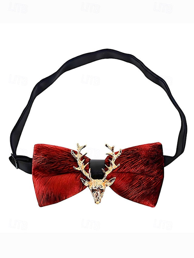 Gold Tie Pin Head Velvet with Men's Bow Deer