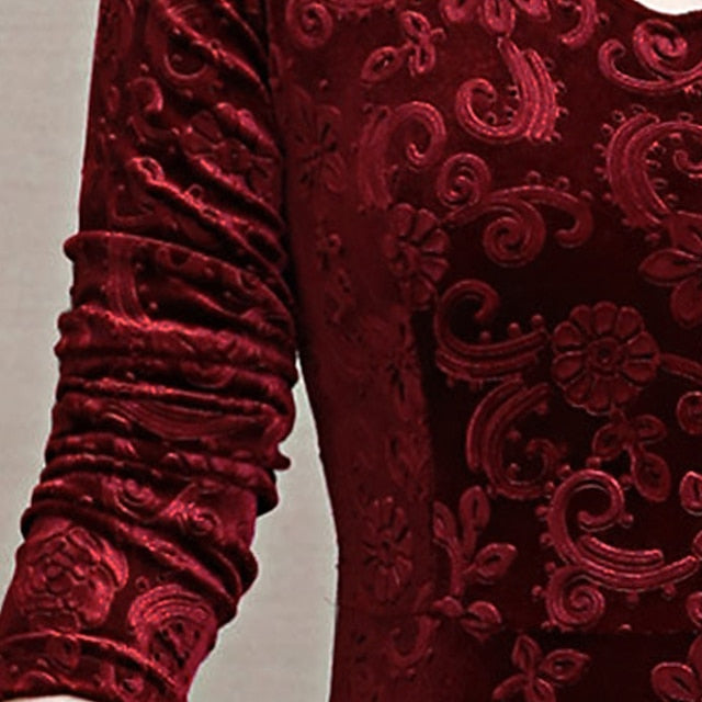 Women's Midi Dress Velvet Dress Party Dress Swing Dress