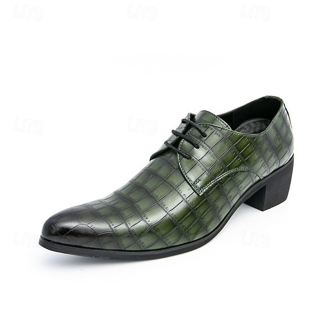 Dress – Red Men's Pattern Shoes Faux Crocodile Leather