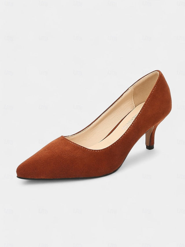 Women's Kitten with Emerald Pumps Suede Green Pointed-Toe