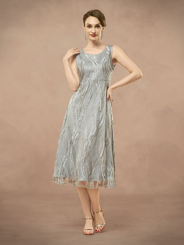 Elegant Pieces the of Mother Two A-Line Dress Neck Bride Jewel