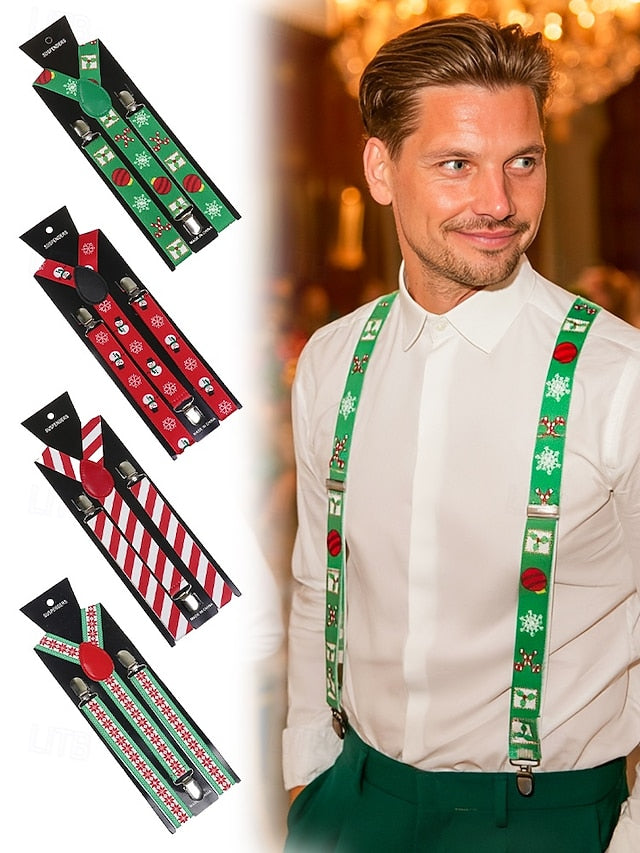 Snowman Suspenders Men's Christmas with