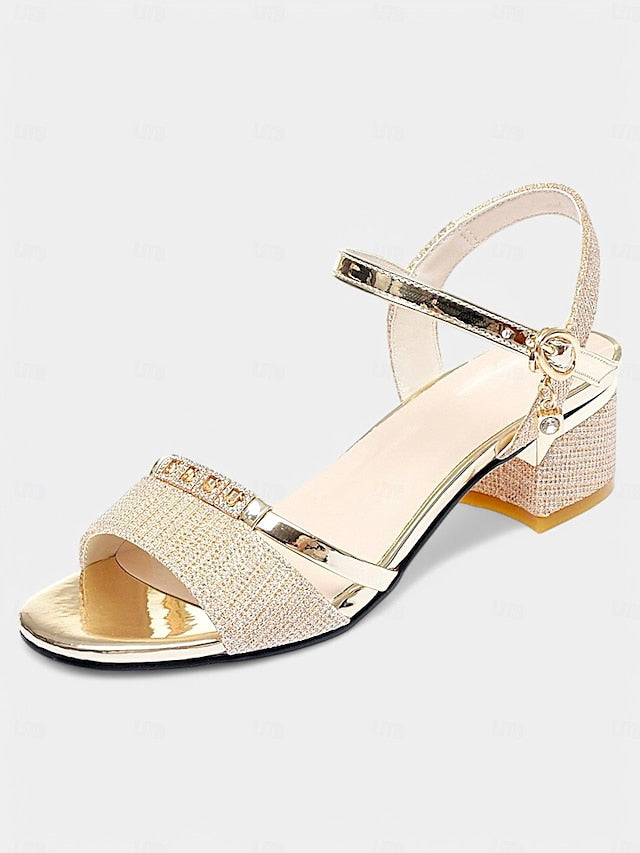 Sandals - Silver Rhinestone Elegant for Heeled Shoes Women Dress