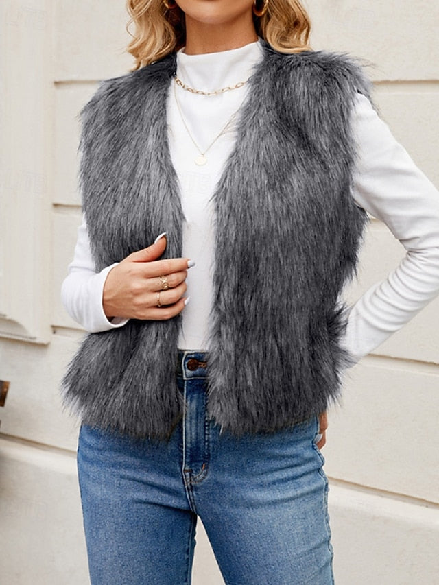 Fur Comfortable Coat Faux Furs Women's Leathers Vest