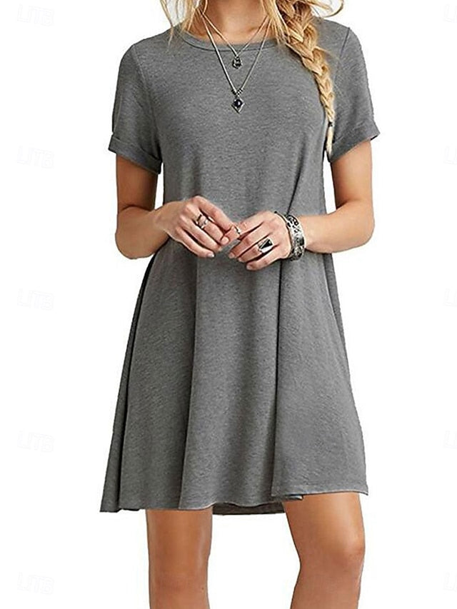 Women's Mini Dress T Shirt Dress Tee Dress Solid Color