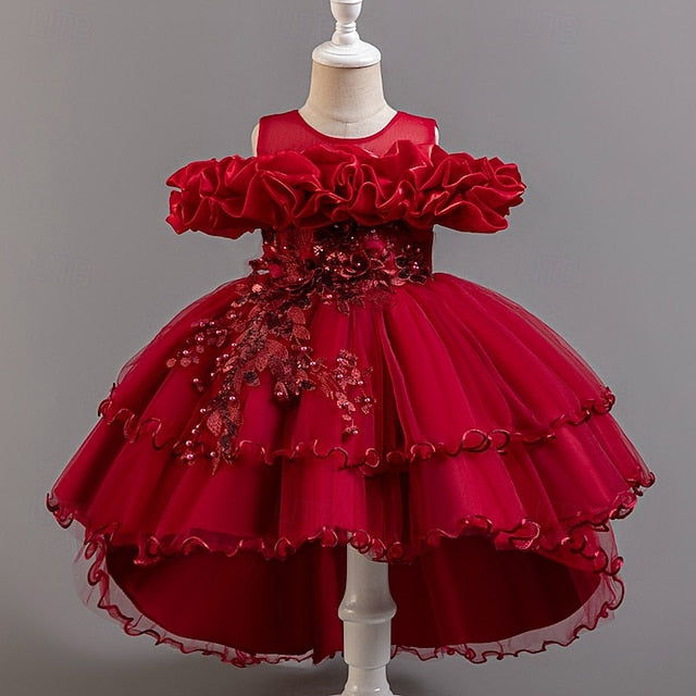 Wedding Sleeve Short Floral Party Kids Dress Girls' Flower