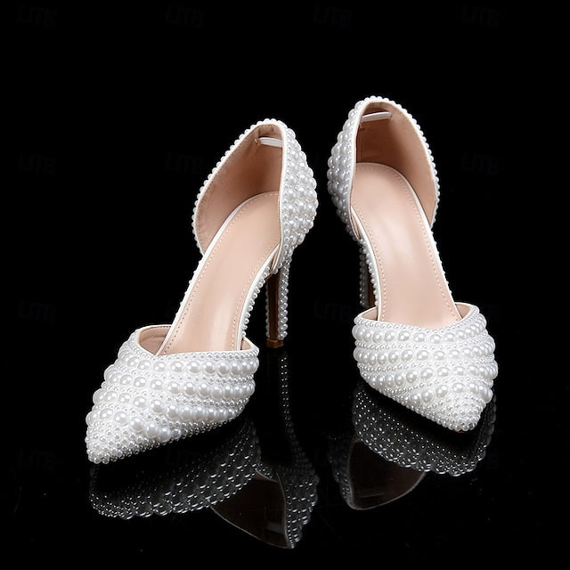 Clutch and Set – Heels Stiletto Pearl White Women's Bag