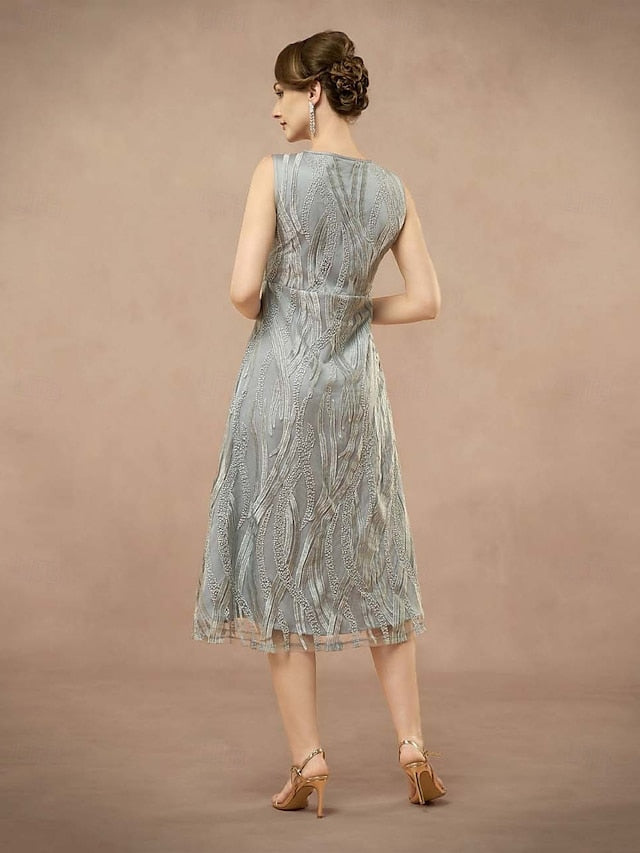 Elegant Pieces the of Mother Two A-Line Dress Neck Bride Jewel