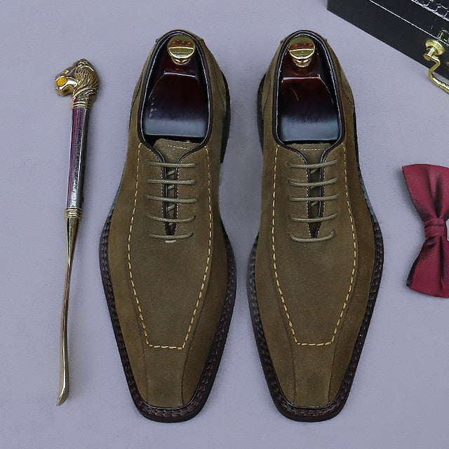 Men's Derby - Shoes Suede Classic Leather Genuine Cowhide