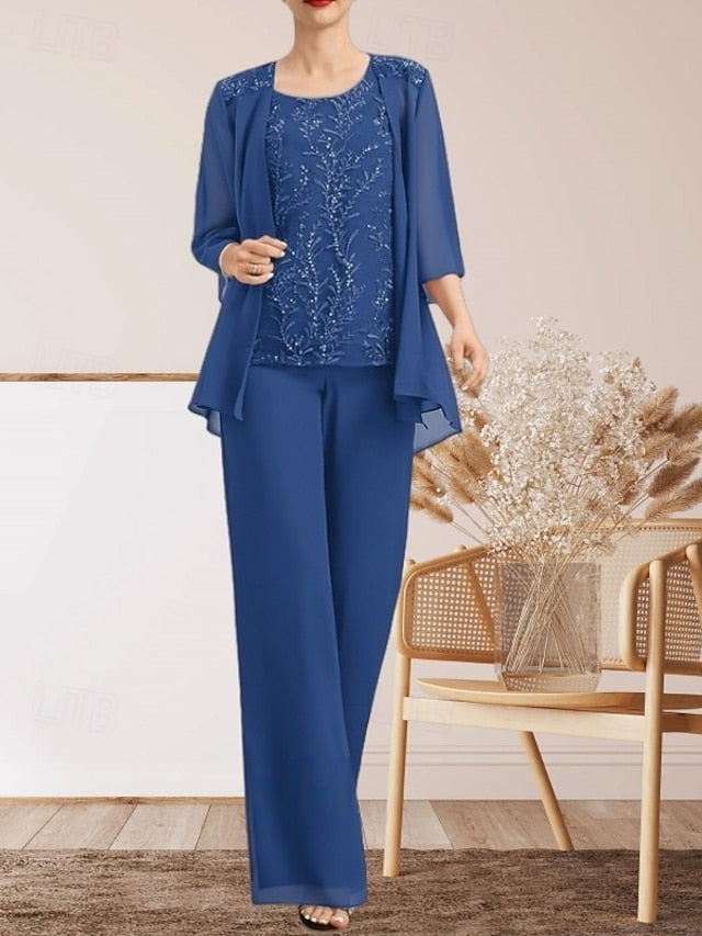 the Mother Guest of Wedding Pantsuit Dress Bride Elegant Piece 3