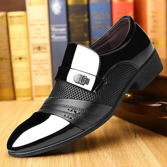 Formal Men's Slip-On Dress Patent Faux – Loafers Leather