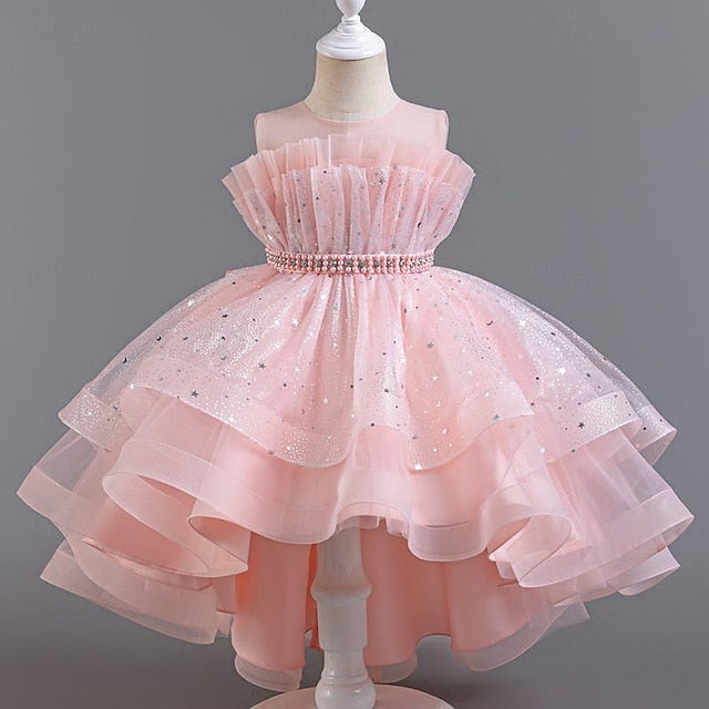 Flower Sequin Party Kids Girl Sleeveless Girls' Dress