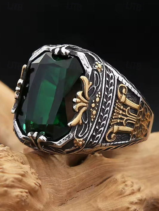 Gemstone Ring Alloy Men's