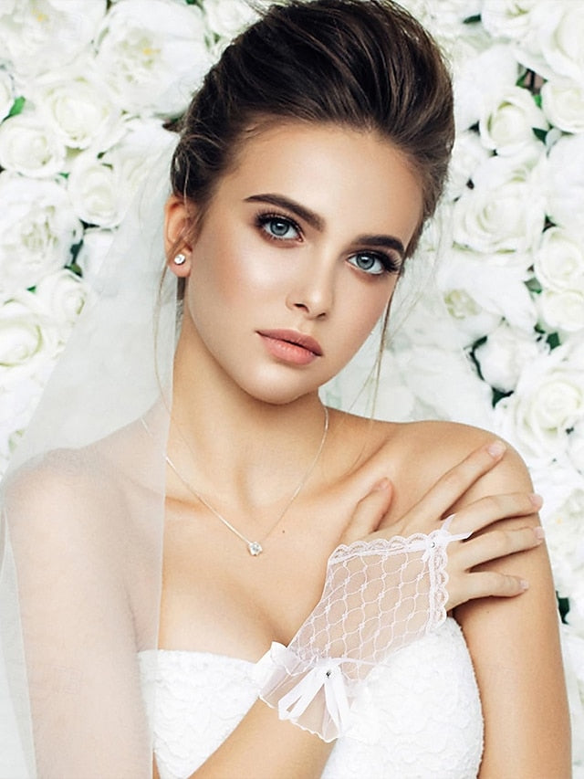 Elegant – Gloves Bridal Fingerless Wedding White Lace