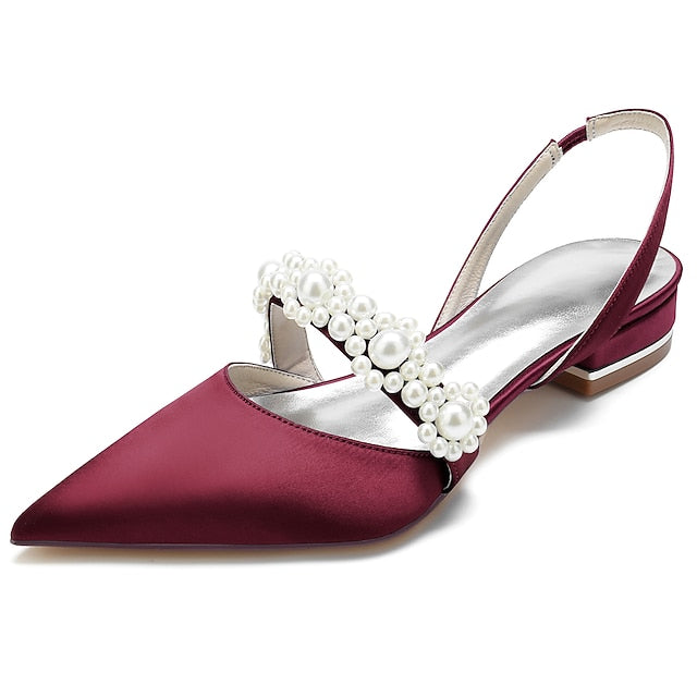 with Pearl White Elegant Satin Women's Shoes Dress