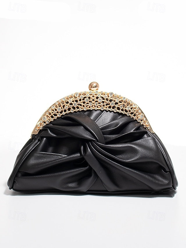 Evening Bag Clutch Faux Leather Rhinestone – Women's