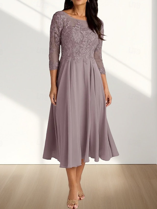 Dress Bride Elegant Mother of the Crew Neck Wedding A-Line Guest