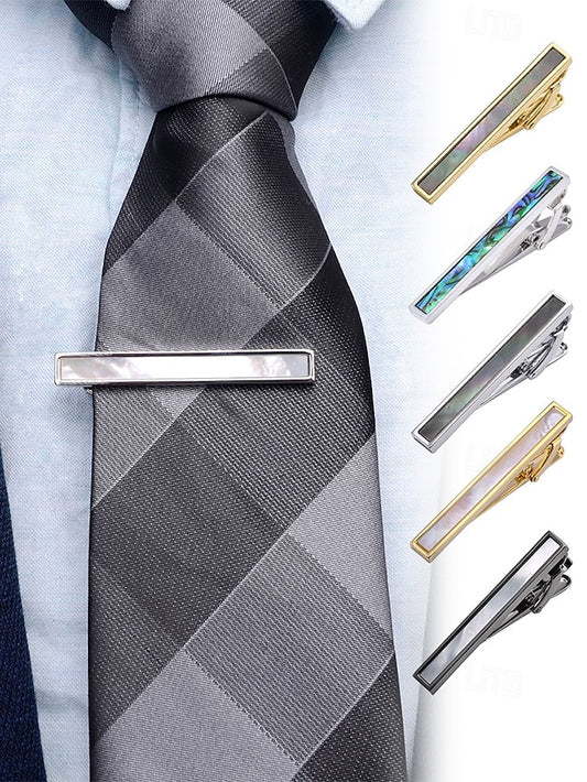 with clip tie pearl mother Men's and brass inlaid of