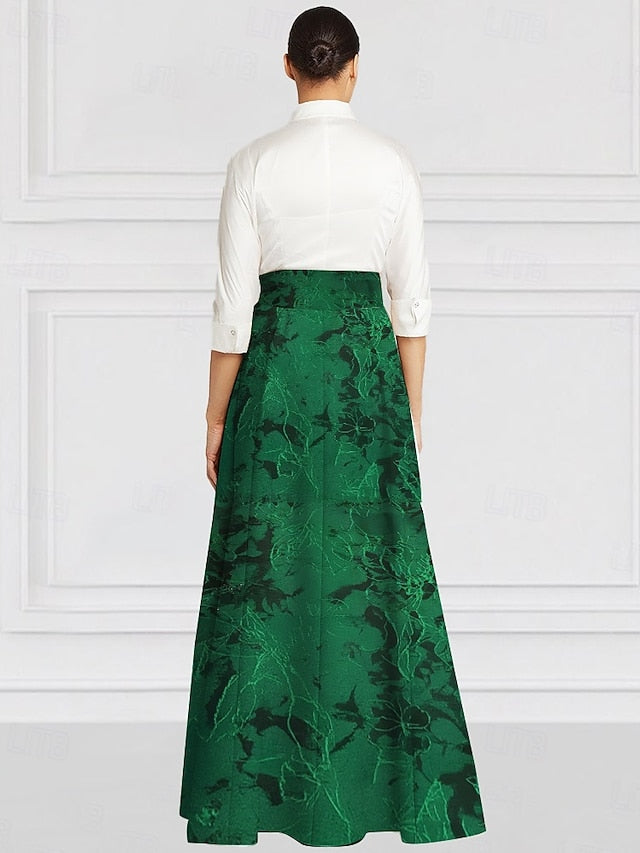 A-Line of Shirt Collar Mother Bride Elegant Dress Vintage the