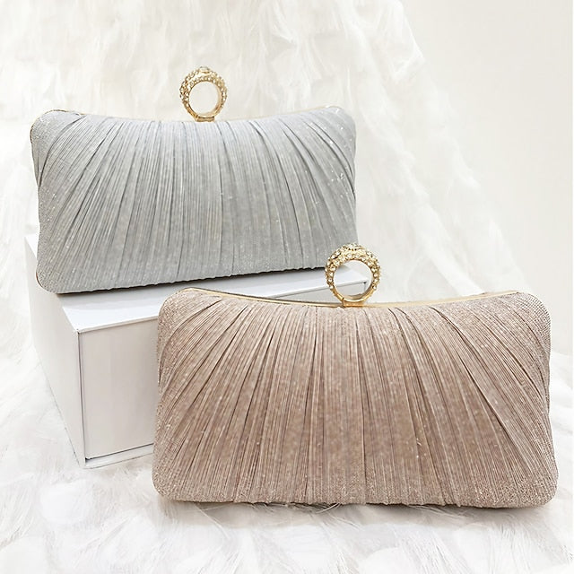 Rhinestone Evening with Gold Elegant Clutch Glitter Bag Ring